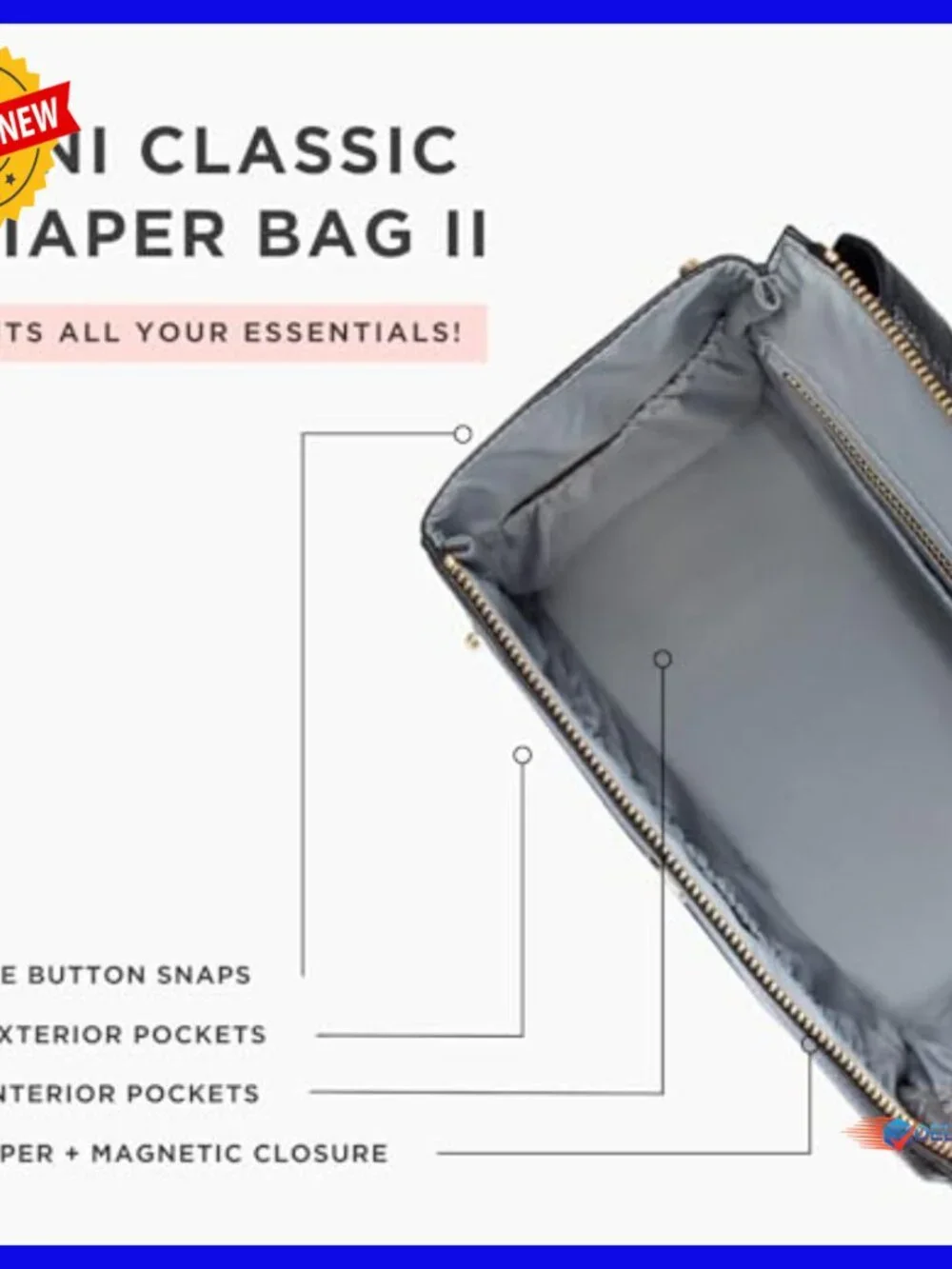 Premium Vegan Leather Diaper Backpack with Changing Pad, Compact & Lightweight - Picture 5 of 6